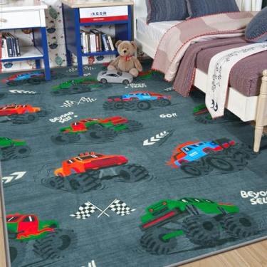 Imagem de STARUIA Grande tapete infantil lavável de 12 x 18 cm para quarto, cinza e legal para quarto de meninos, tapete macio de construção para quarto de crianças, sala de jogos, sala de estar