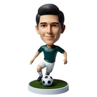 Imagem de Bobblehead de jogador de futebol feito à mão personalizado da sua foto Drible Posture Vibe decoração de casa estatueta presente para fã de futebol irmão pai namorado lembrança de aniversário