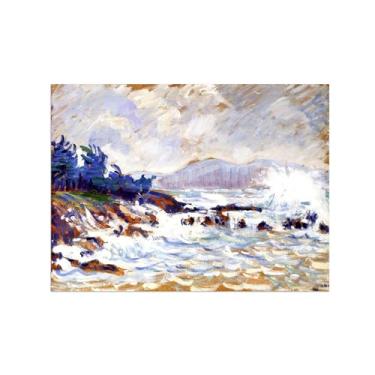Imagem de Paul Signac Famosas Pinturas-Impressas em Tela-Mar-Moderno Pôster Decoração Sala de Estar e Quarto 60x80cm24x31in Sem Moldura