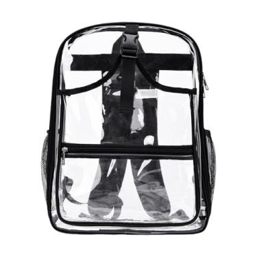 Imagem de predolo Mochila esportiva para tênis, bolsas para raquetes, profissional, grande capacidade, mochila transparente de PVC para academia, bolsa para badminton, Preto