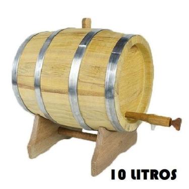 Imagem de Barril de Madeira Amburana / Umburana Natural - Aro Inox (10 Litros)