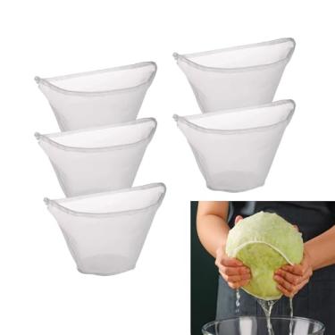 Imagem de 5 unidades de sacos de pano de queijo, sacos de coar reutilizáveis, saco de leite de nozes de nylon para leite de soja, recheios de bolinhos, suco de coar, vegetais (médio)