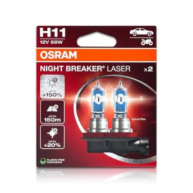 Imagem de DAMA Automotive Lighting Lâmpadas de farol de halogêneo a laser H11 Night Breaker 64211NL-2HB | Pacote com 2