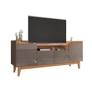 Imagem de Rack Sala Adria para Tv até 60 Polegadas c/Pés de Madeira Cinza Perola/noce