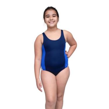 Imagem de Maiô Infantil Bicolor Natação - Suport Fitness, Feminino, Marinho, Azu
