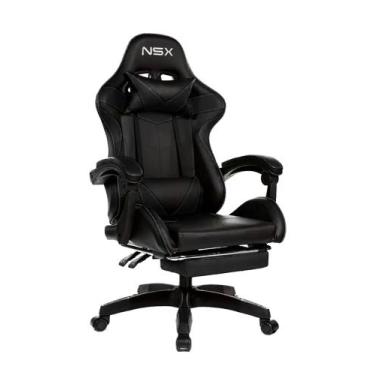 Imagem de Cadeira Gamer Giratória Nsx Reclinável Estofado Preta Couro