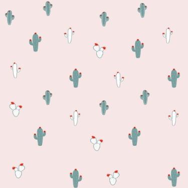 Imagem de Papel de Parede Infantil Cactos rosa Azul Fofura Baby FF4012 - edantex