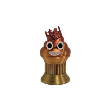 Imagem de Znet3D Troféu Emoji Jr King Poop - Prêmio ou presente perfeito - 10 cm de altura - com um emoji de cocô sólido com uma coroa em um pilar de coluna com olhos brancos e pretos e sorriso branco