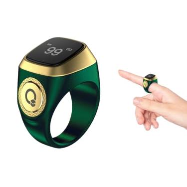 Imagem de Kellegour Contador de anéis inteligente, anel inteligente Tasbih, contador de dedo recarregável, anéis inteligentes de oração islâmica muçulmana de 18 mm, contador de contagem digital eletrônico