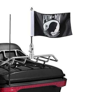 Imagem de Suporte para mastro de motocicleta e bandeira Pow-mia 15 x 23 cm dobrável 90 graus suporte de mastro adequado para bagageiro de 1/5.1 cm Harley Touring Spring Honda Goldwing etc.