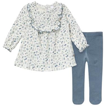Imagem de Modern Moments by Gerber Conjunto de vestido e meia-calça para bebês meninas, Pequeno azul country, 12 Meses