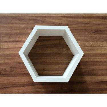 Imagem de Nicho Colmeia Hexagonal 25x20x10cm Branco 5 Unidades - B&D Arte e Deco