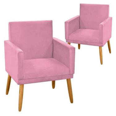 Imagem de Kit 2 Poltronas Decorativa Nina CR suede rosa para leitura - JBL ESTOF