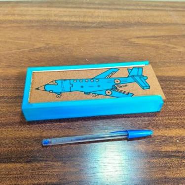 Imagem de Estojo Madeira Porta Lápis Vintage Ano 80 20x8x3cm 131g Raro COD 03