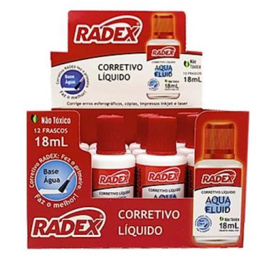 Imagem de Kit 12 Corretivo Líquido Radex à base de água atóxico com 18ml