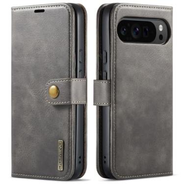 Imagem de Capa carteira de couro magnética destacável 2 em 1 para Google Pixel 10 Pro XL, capa flip com 3 compartimentos para cartão, 1 compartimento para dinheiro oculto, suporte flip e capa de telefone à