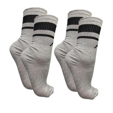 Imagem de Kit 2 pares meia esportiva cano longo com faixa kappa - tam 34-39, Cin