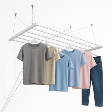 Imagem de Varal De Teto Tradicional 150cm x 08 Varetas Em Alumínio Branco Varalt