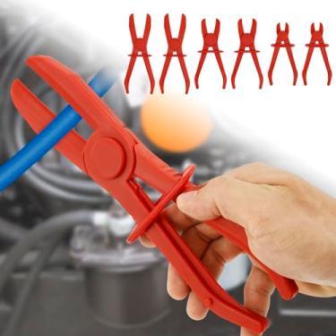 Imagem de Pacote com 6 alicates de braçadeira de mangueira de plástico, grampos de linha para mangueira flexível, freio, combustível, linhas de gás, refrigerante, radiador e sistemas de combustível, vermelho, 3