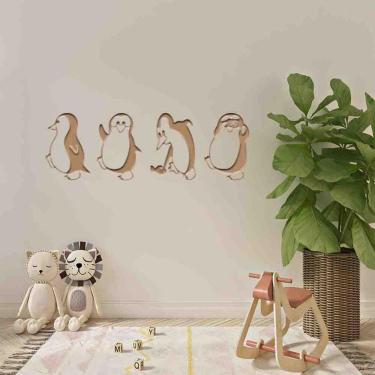 Imagem de Quadro Decorativo Infantil Pinguins Vazado - Mdf 3Mm 002