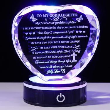 Imagem de Presente de afilhada YWHL Crystal Heart Keepsake com base de LED