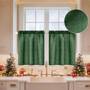Imagem de Cortinas MIULEE Verde Esmeralda de Linho 76x76 cm 2 painéis