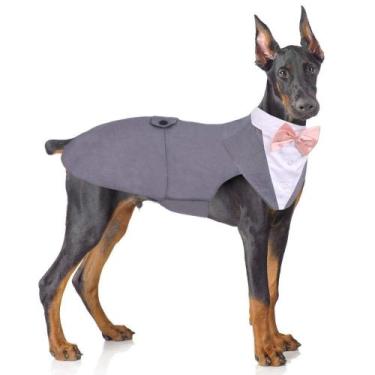 Imagem de Conjunto de smoking para cães PUMYPOREITY 2XL de algodão cinza, 2 unid