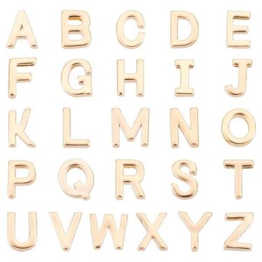 Imagem de Letter Beads PH PandaHall Letra do alfabeto dourado 18K 7x7mm