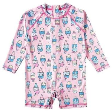 Imagem de Macaquinho Praia Infantil Proteção UV 50+ Sorvetes Rosa Tip Top-Feminino