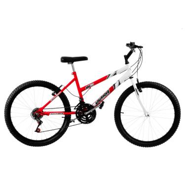 Imagem de Bicicleta de Passeio Ultra Bikes Esporte Bicolor Aro 24 Reforçada Freio V-Brake – 18 Marchas Verm Ferrari/Branco, BMF24-02VF