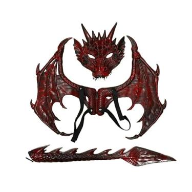 Imagem de New Era Dinosaur Eye-Catching Red Dragon Role-Playing Set including Mask Wings and Tail for Halloween Fantasy Parties and Cosplay