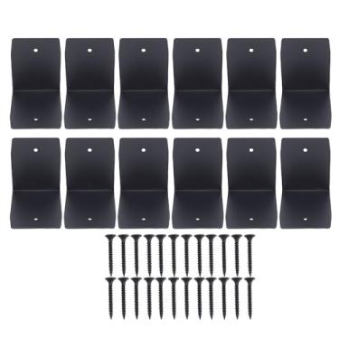 Imagem de Jiawu Grampos de viga, 12 peças de grampos de pérgola de aço galvanizado preto com parafusos compatíveis, para cercas, vigas, grades e construção de pérgola faça você mesmo (3,7 polegadas)