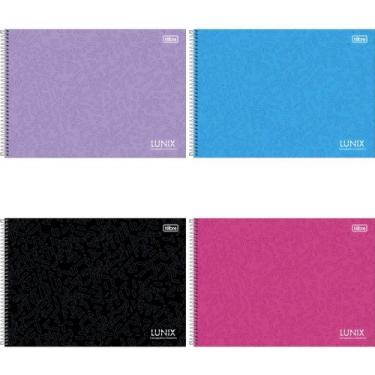 Imagem de Caderno de Desenho Universitário Capa Dura Lunix 60 Folhas Pacote com 