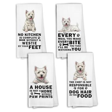 Imagem de KTYHD Westie Gifts Toalhas de mão de cozinha, todas as refeições que você faz cada mordida que você dá panos de prato para cozinha, toalha de mão engraçada Westie animal cachorro banheiro conjunto