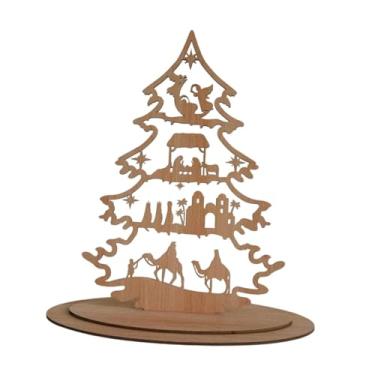 Imagem de Fancyes Decoração de Natal: Placa Decorativa de Madeira Artesanal com Pequena Árvore de Natal para Mesa, Sala de Estar, Cozinha e Estilo Campestre, Style F