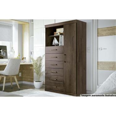 Imagem de Cômoda De Quarto Marabá 1.6 C- 1 Porta 2 Nichos E 6 Gavetas ébano - Santos Andirá