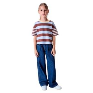 Imagem de Calça Hering Infantil Azul Wide Leg Com Bolsos-Feminino