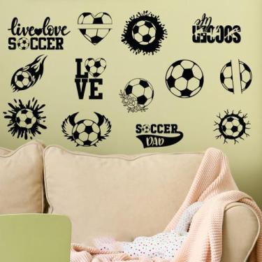 Imagem de Adesivos de parede com tema de futebol, vinil preto, PVC, 38x66cm, 2 f