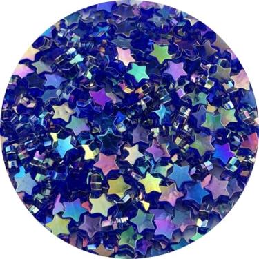 Imagem de Tingoons 450 peças de contas de acrílico em forma de estrela AB cores soltas contas espaçadoras de pônei com orifício para fazer joias, colar, brinco, chaveiros, projetos DIY (azul royal AB)