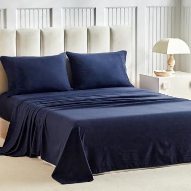 Imagem de Tokokimo Jogo de cama king size com sensação de algodão e linho lavado para estilos de vida ocupados – Lençóis de cama com bolsos profundos de 25 a 40 cm com rugas naturais, secagem rápida, respirável