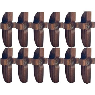 Imagem de Cruz meu coração, cruz de madeira pequena, presentes de incentivo para alívio do estresse, cruzes de oração portáteis de bolso, presentes religiosos (12 peças)