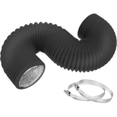 Imagem de Duto de alumínio de 2,5 m, flexível, proteção resistente de três camadas com 2 braçadeiras de duto, mangueira de ventilação do secador para aquecimento, ventilação de resfriamento e exaustor