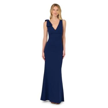 Imagem de Adrianna Papell Vestido crepe sereia, Cetim azul-marinho, 42