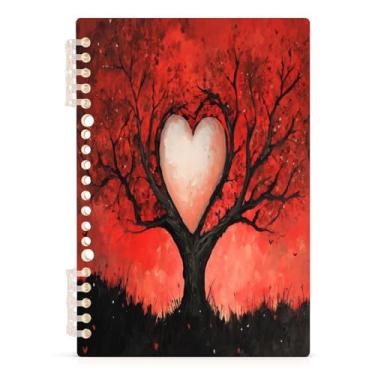 Imagem de Burbuja Caderno de árvore de coração dos namorados, papel pautado universitário A5 com 60 folhas, fichário para diário, escritório, 1 pacote