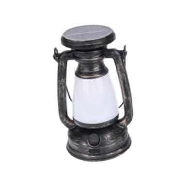 Imagem de menolana Lanterna LED vintage para exterior, decoração de paisagem, candeeiro de mesa, leve, regulável, para pendurar, ideal para campismo, e jardim, L Bronze with Solar
