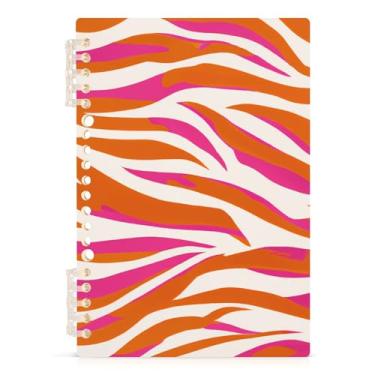 Imagem de Burbuja Caderno de couro zebra rosa, papel pautado universitário A5 com 60 folhas, fichário para escritório, 1 pacote