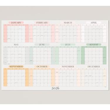 Imagem de Calendário de parede apagável a seco 2026, 68 × 99 cm — planejador anual de dupla face (datado e sem data), escrita e limpeza reutilizável, planejador de parede grande para casa, escritório, sala de