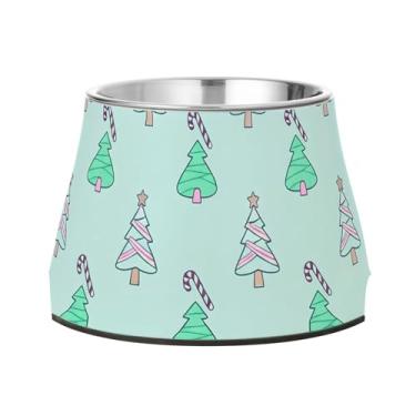 Imagem de Burbuja Tigela de árvore de Natal para cães de aço inoxidável para comida e água, antiderrapante para cães médios e gatos, 590 ml