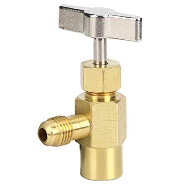 Imagem de ZAWELIYO R134A Abridor de Garrafas de Refrigerante Ferramenta de Válvula de Botão Apertado Durável para Refrigeração de Ar Condicionado, Rosca 1/2ACME de Latão 1/4SAE 6x3,5x2cm para Uso Doméstico