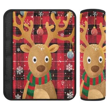 Imagem de Burbuja Capa de cinto de segurança de carro de rena fofa, macia, confortável, protetor de cinto de segurança para alça de ombro de assento, 1 par médio